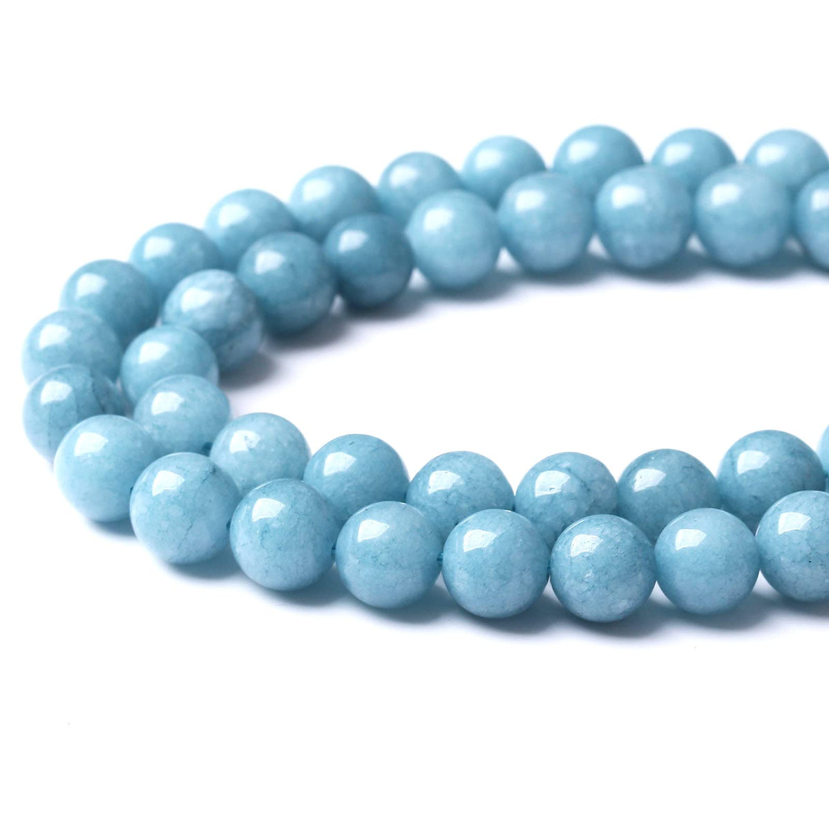 Blue Chalcedony Natural Stone Beads Gems Round Loose Beads Jewelry Making DIY Bracelet Necklace Accessory 1 Strand 45PCS 8MM 15"