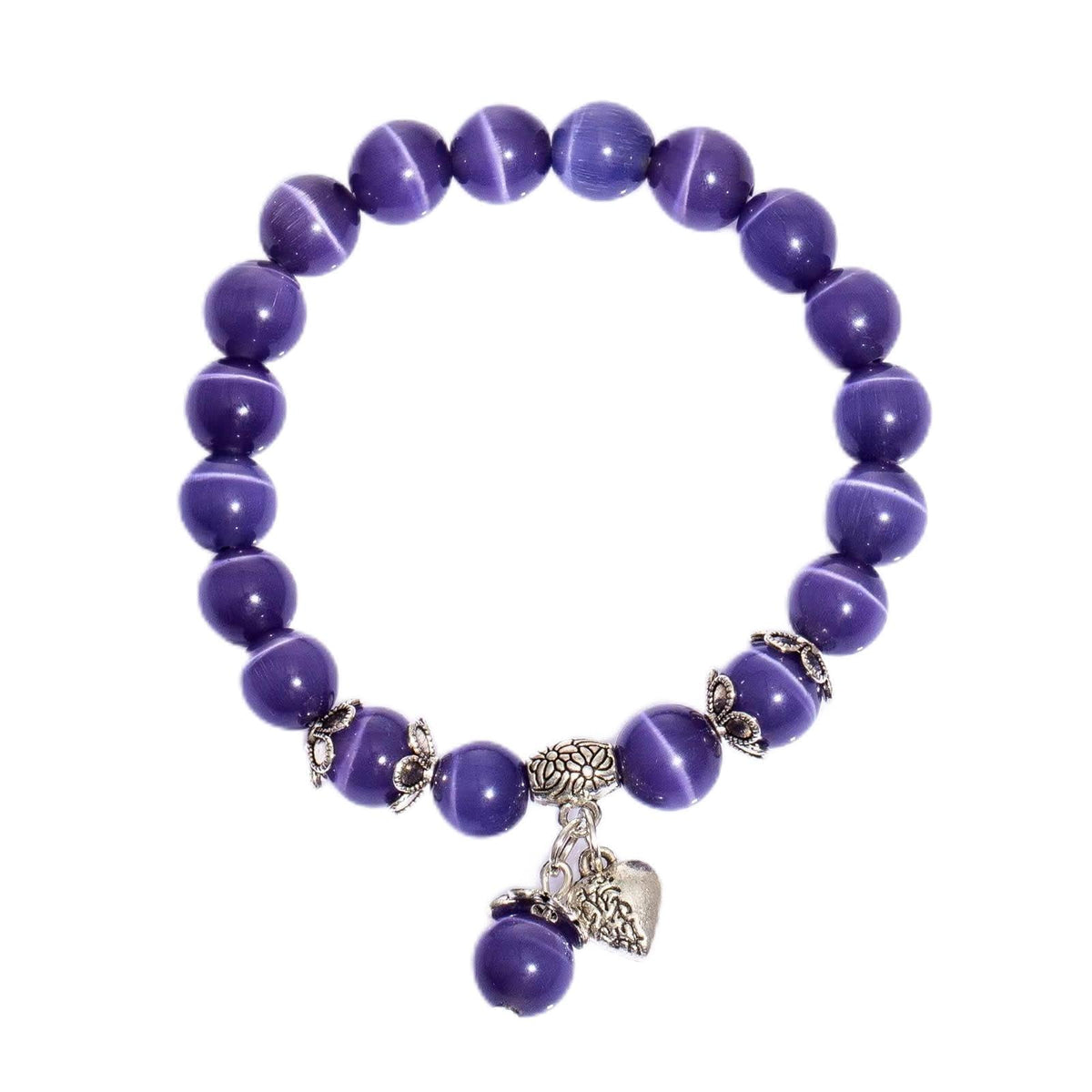 MEHUK Natural Stretch Gemstone Bracelet Healing Stone Beaded Bracelets for Women Men Gifts (Unisex) (Purple)