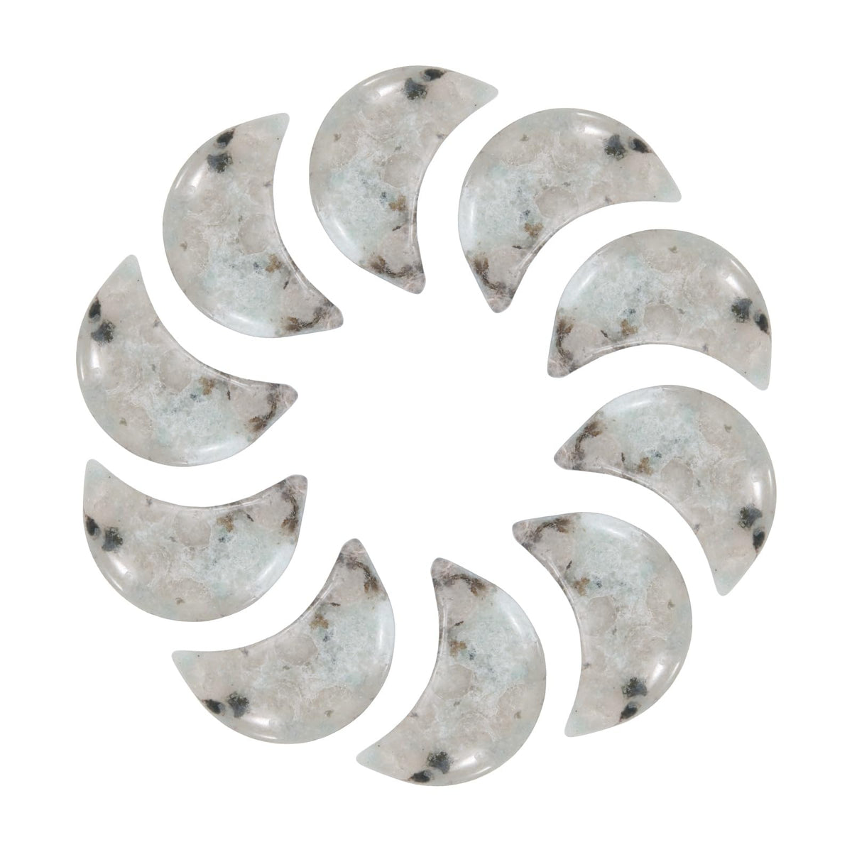 MECCANIXITY 10 Pcs Moon Crystal Worry Stone, 0.5 Inch Length Natural Tianshan Blue Moon Gemstone Bulk, Carved Pocket Stones for Meditation Balancing Pendant Decor