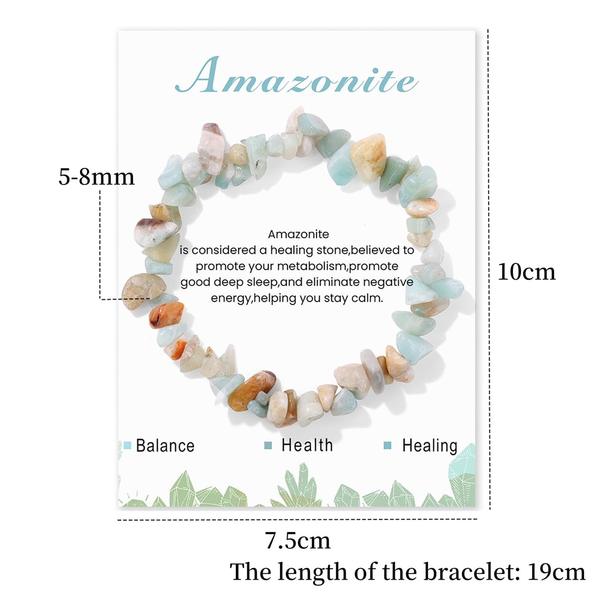 Amazonite Bracelet for Women 8mm Handmade Adjustable Raw Amazonite Crystal Bracelet Healing Bracelet Gemstone Bracelets Amazonite Jewelry for Women