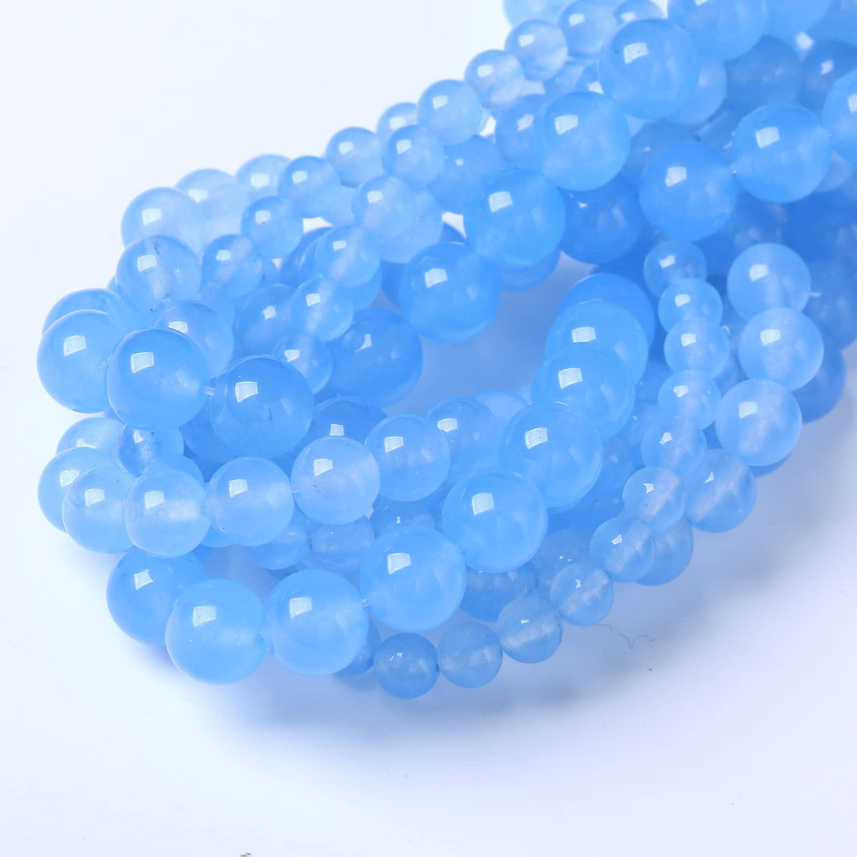 60PCS 6MM Natural Aquamarine Chalcedony Stone Beads Energy Healing Beads for DIY Jewelry Bracelet Necklace Making for Jewelry Making15Inch