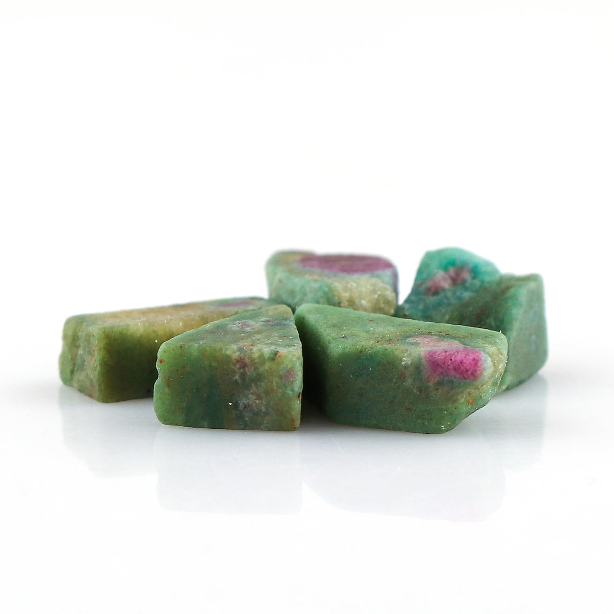 CRYSTALINES 5pcs Wholesale Natural Raw Ruby Fuchsite Gemstone, Untreated Rough Stone, Bulk Loose Supplies, DIY Jewelry Making, Chakra Healing Crystals, Wire Wrap, Gem Collection, AAA Grade