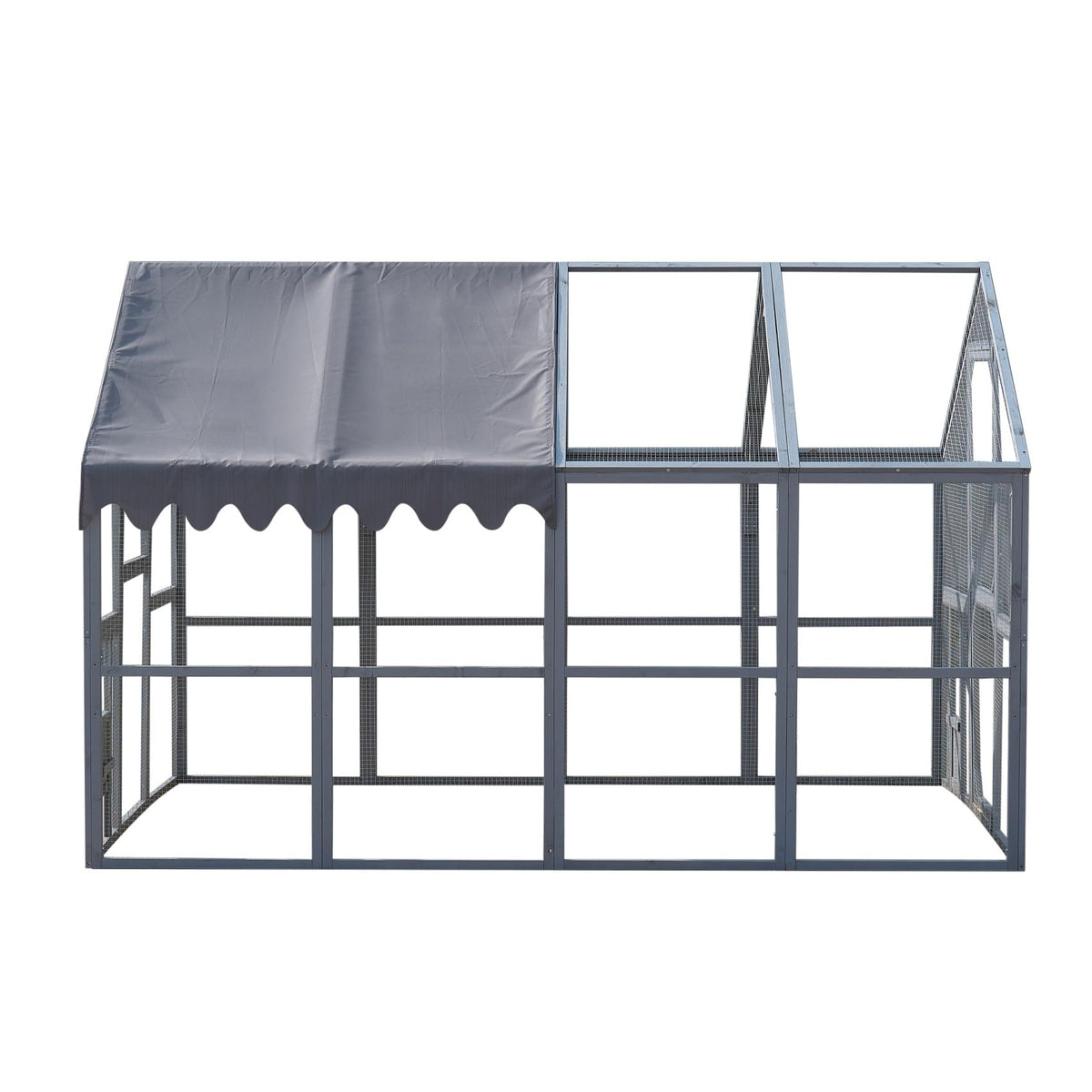 KEIKI 110" L Outdoor Large Chicken Coop with Waterproof Cover, Wire Mesh & 2 Lift Small Doors with Locks, Wood Chicken Coop House for Cat Kitten, Duck, Rabbit, Quail Playpen