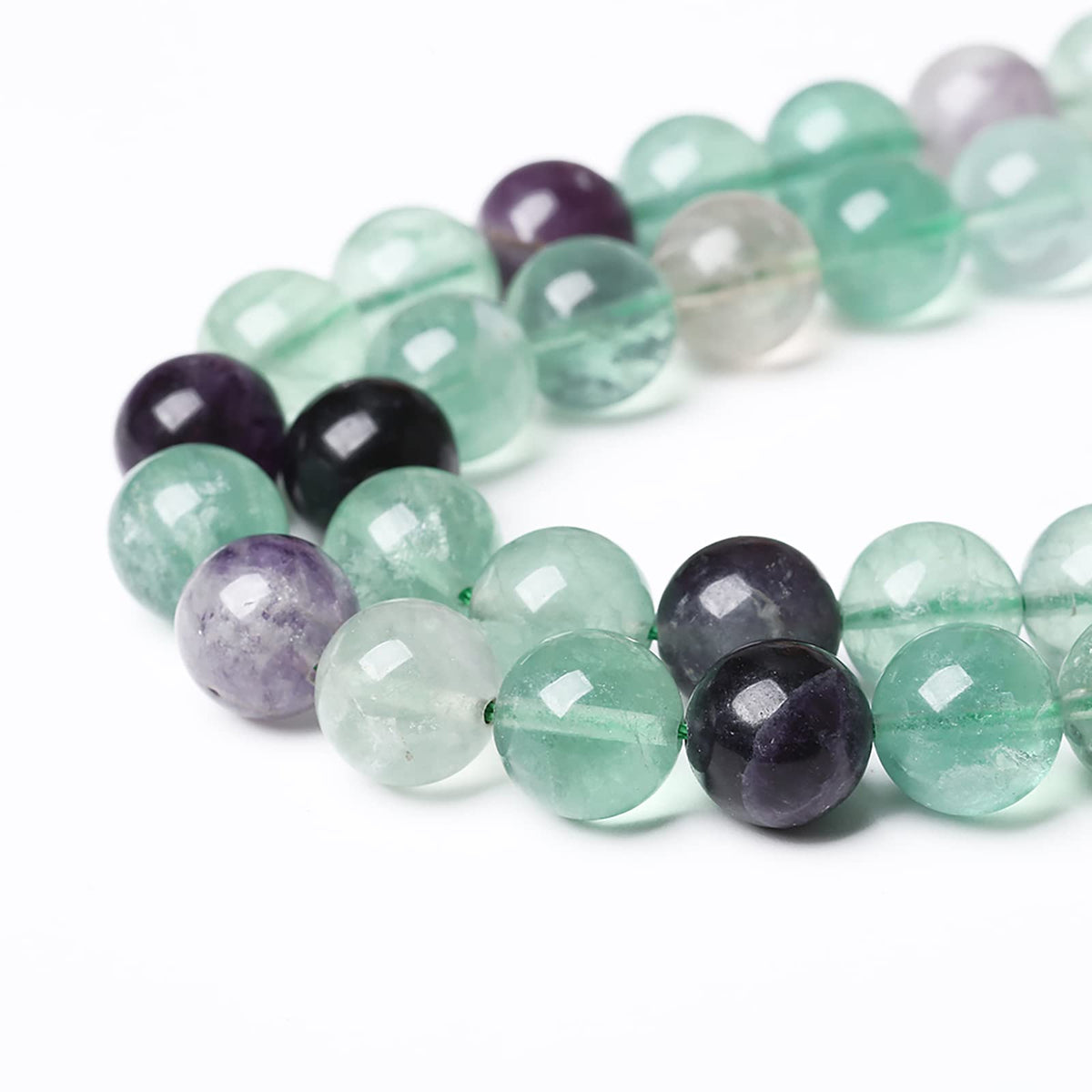 46pcs 8mm Natural Stone Beads Fluorite Gemstone Round Loose Beads for Jewelry Making DIY Bracelet Necklace 15"