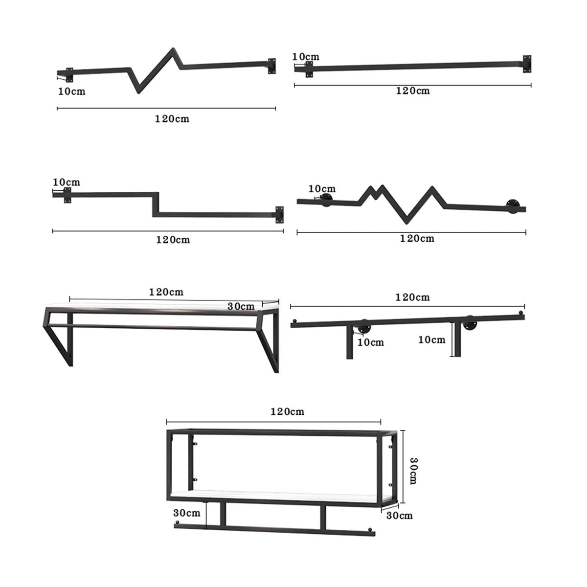 JHNKOJ Heavy Wall-Mounted Metal Garment Rack, Commercial Clothing Store Display Rack Suspended Ceiling Hanger, Clothes Hanger Rod for Retail Stores,H