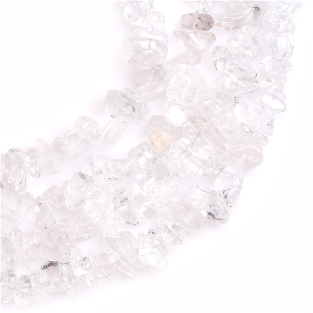HAAMIIQII 5-8mm Natural White Clear Crystal Rock Quartz Chips Beads Irregular Chip Stones Loose Gemstone Beads for Jewelry Making Strand 30 Inch
