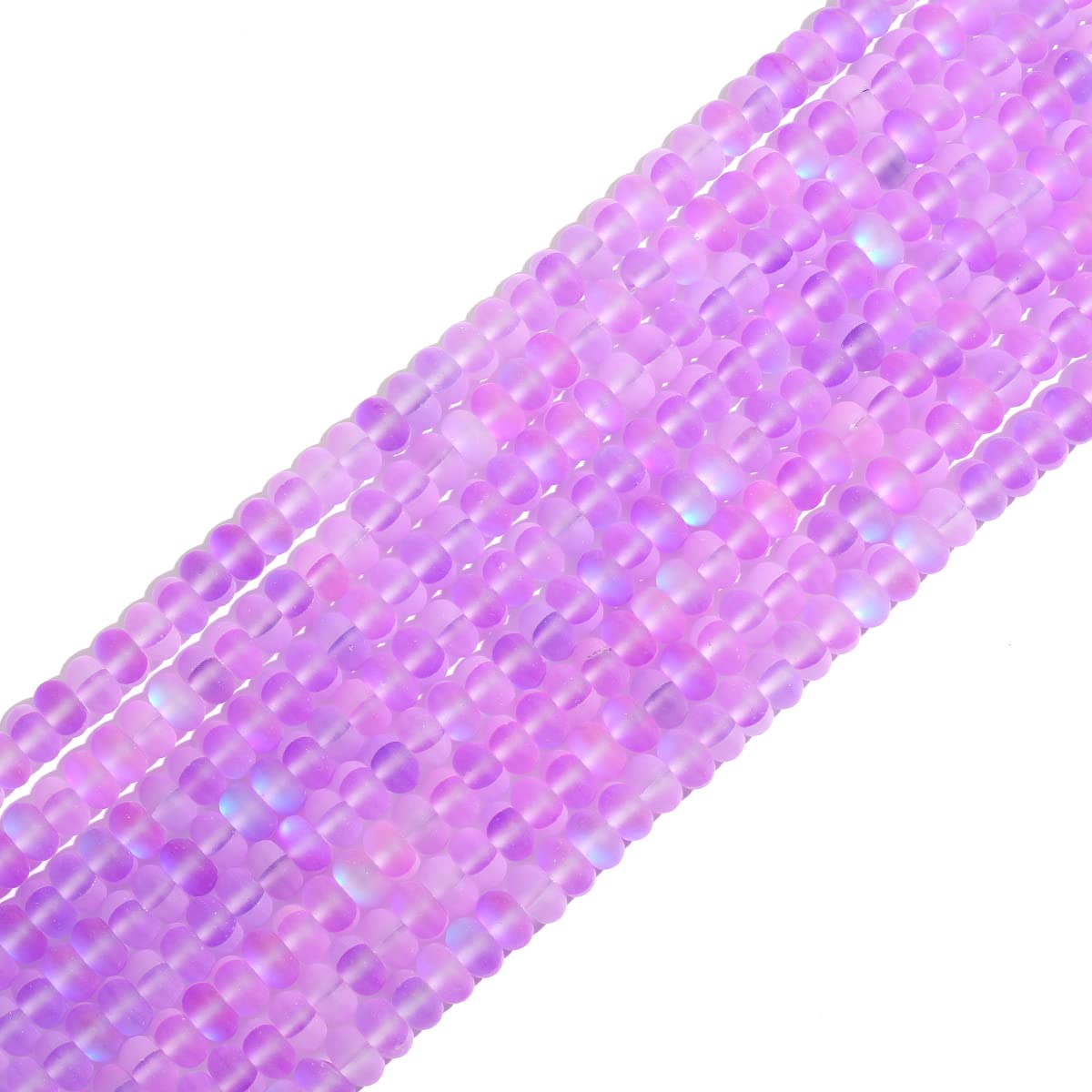 4×6mm Purple Matte Aurora Crystal Glass Beads Loose Rondelle Disc Beads Frosted Moonstone for Jewelry Making