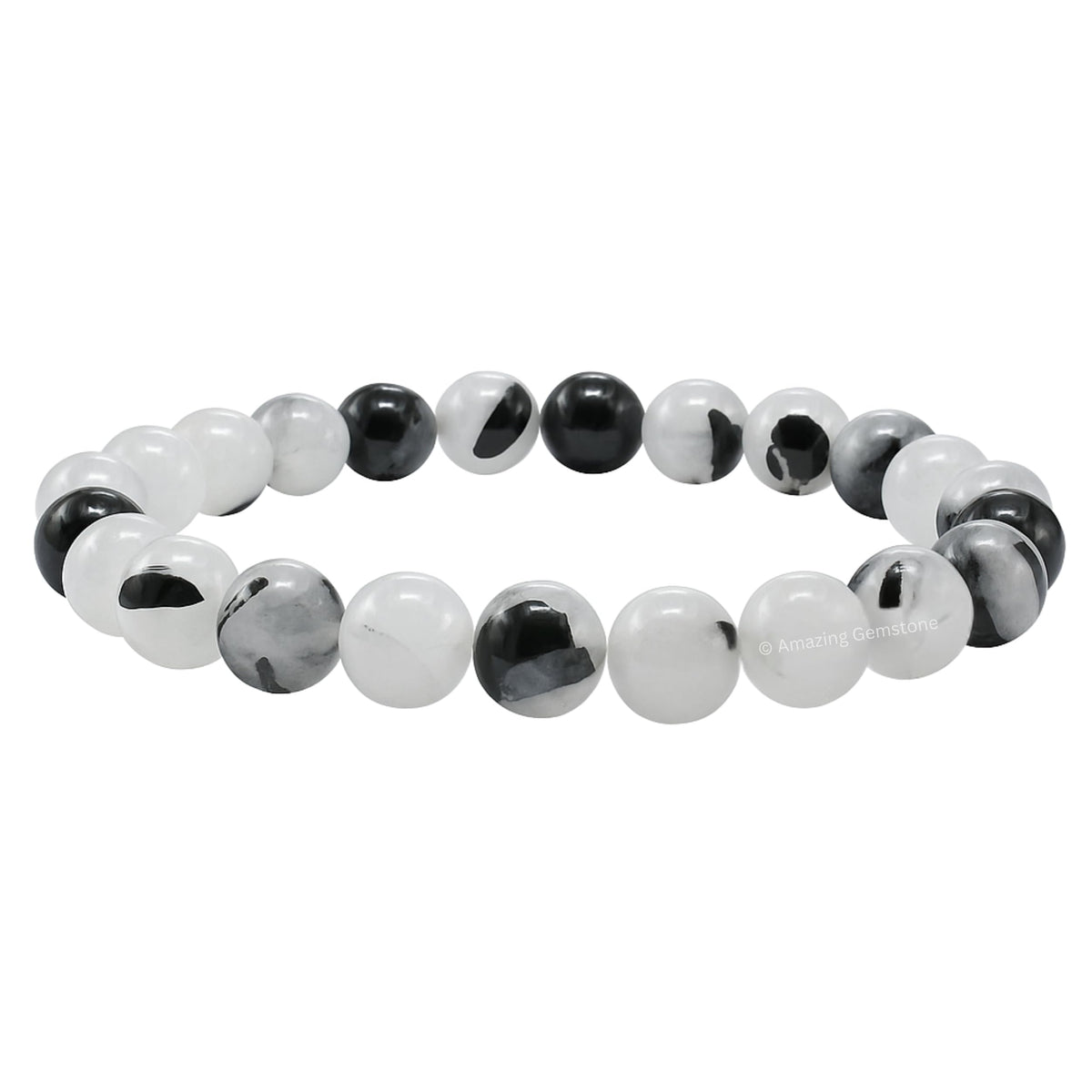 Amazing Gemstone Crystal Bracelet for Women Men's Gifts - Protection Healing Crystal Bracelet - 8mm Gemstone Beaded Stretchable Bracelet Pulseras Para Hombres Mujer Stocking Stuffers Mothers Day Gift (Black Rutilated Quartz)