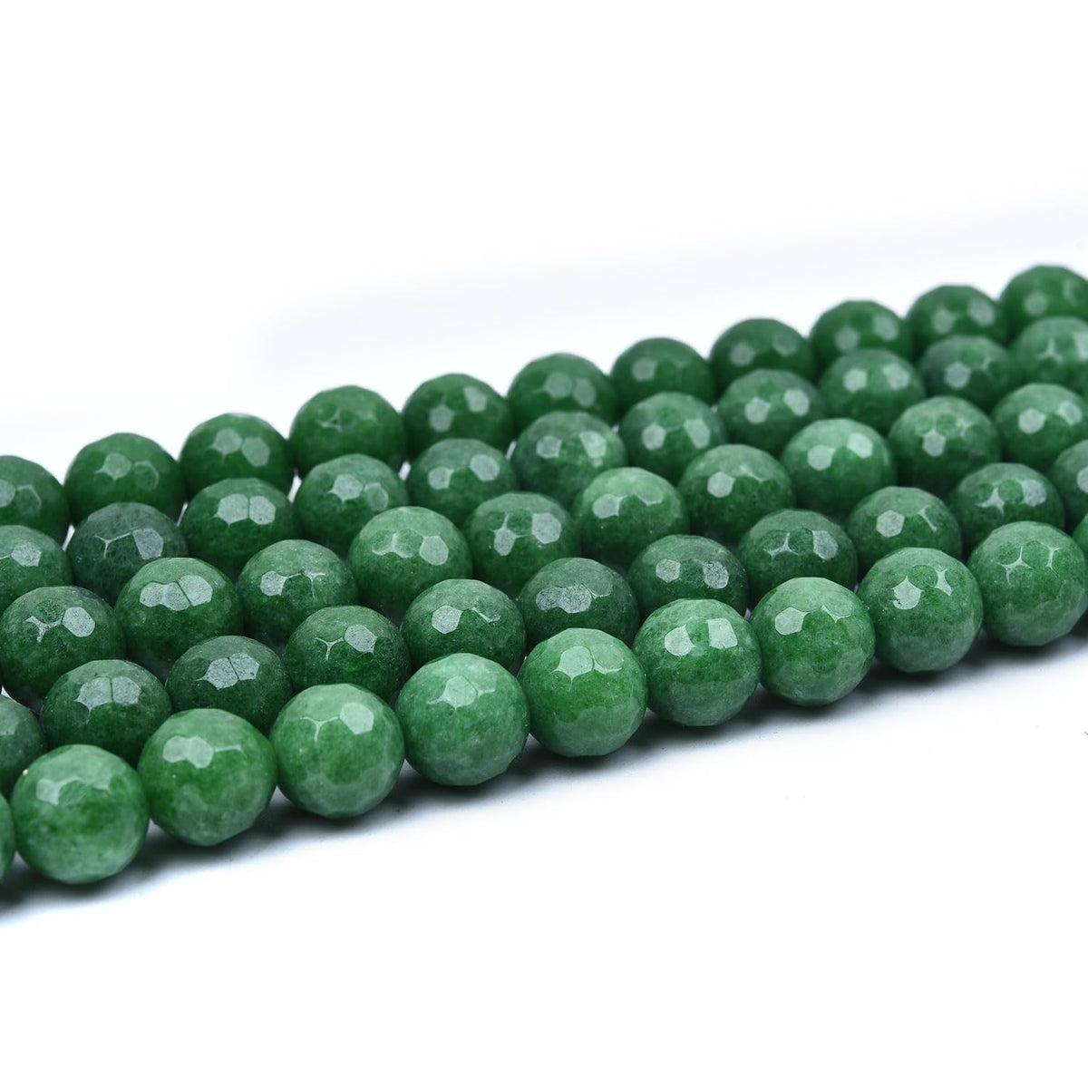HAAMIIQII 8mm Grass Green Jade Faceted Round Stone Spacer Beads, Loose Gemstone Beads for Jewelry Making, DIY Bracelet, Necklace, Healing Crystal 15 Inch (51pcs)