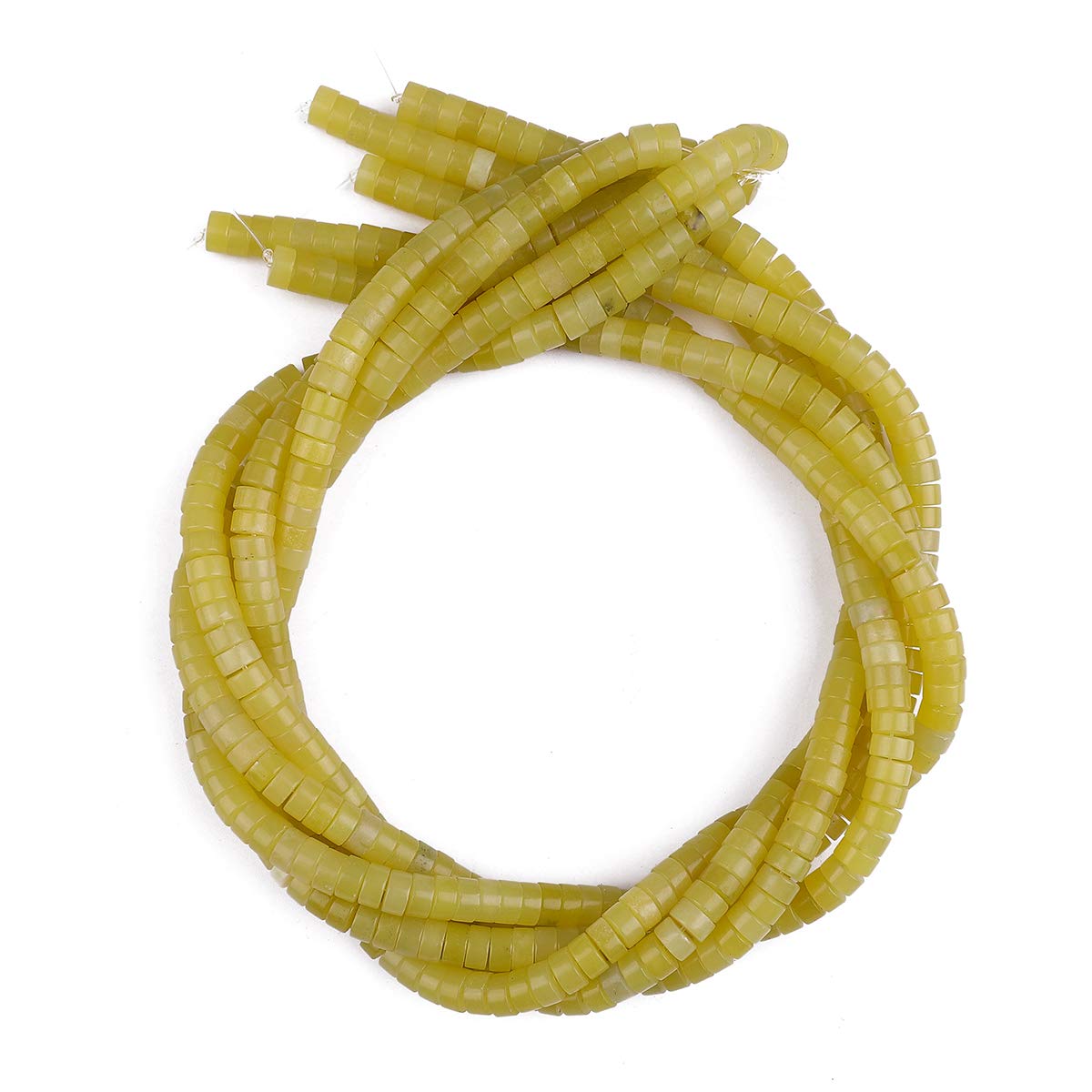 BEADIA Natural Lemo Jade Spacer Beads Caps Loose Semi Gemstone for Beading Jewelry Making 6mmx3mm 38cm