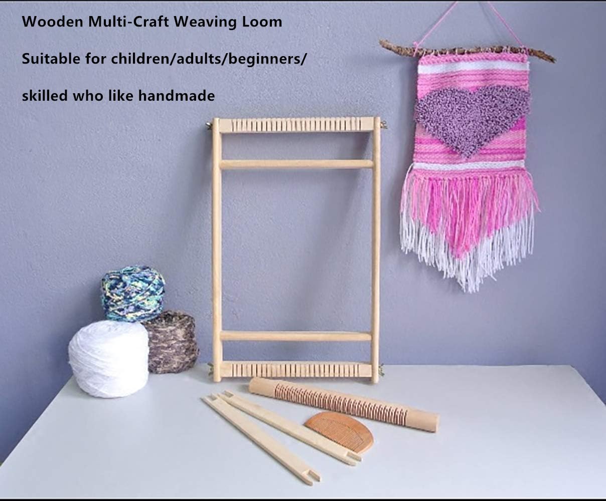 Yesland Multi-Craft Weaving Loom - Wooden Loom Large Frame Handcraft for Kids and Beginners -15.6 x 9.7 x 1.2 Inches