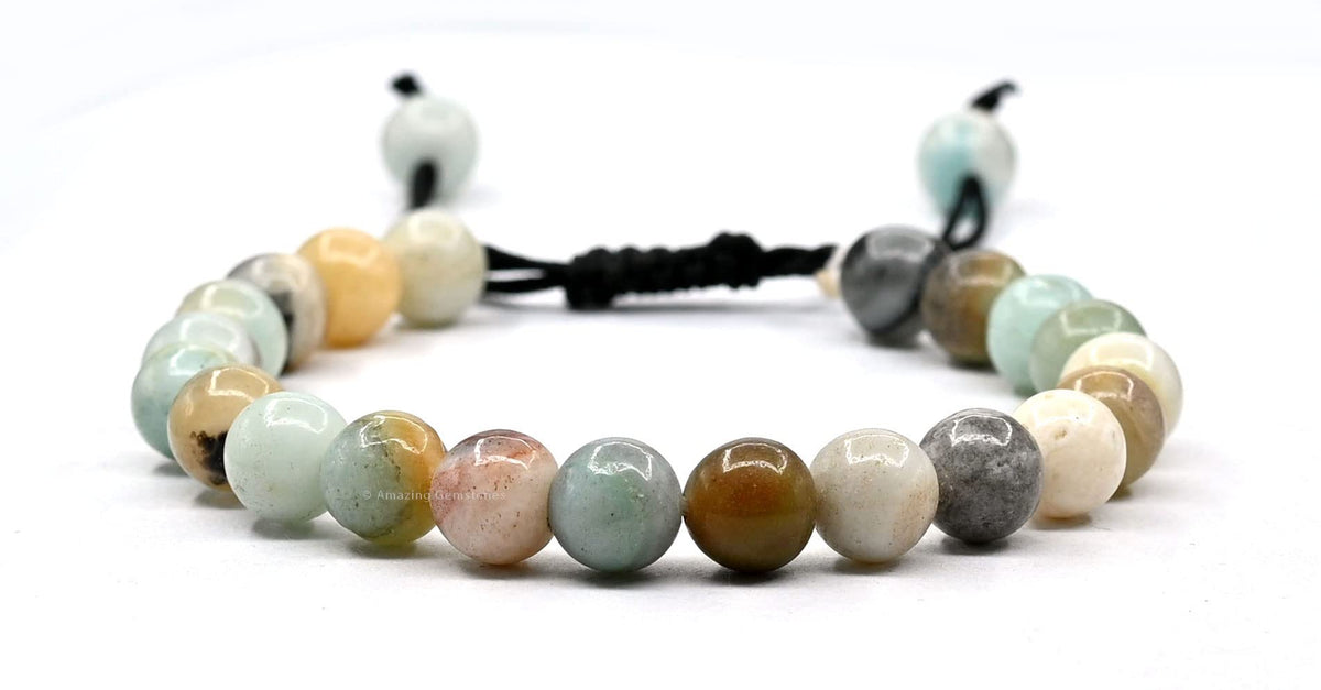 Amazing Gemstone Max Amazonite Bracelet for Women Men's Gifts - Protection Healing Crystal Bracelet - 8mm Gemstones Beaded Adjustable Bracelet Pulseras Para Hombres Mujer Stocking Stuffers