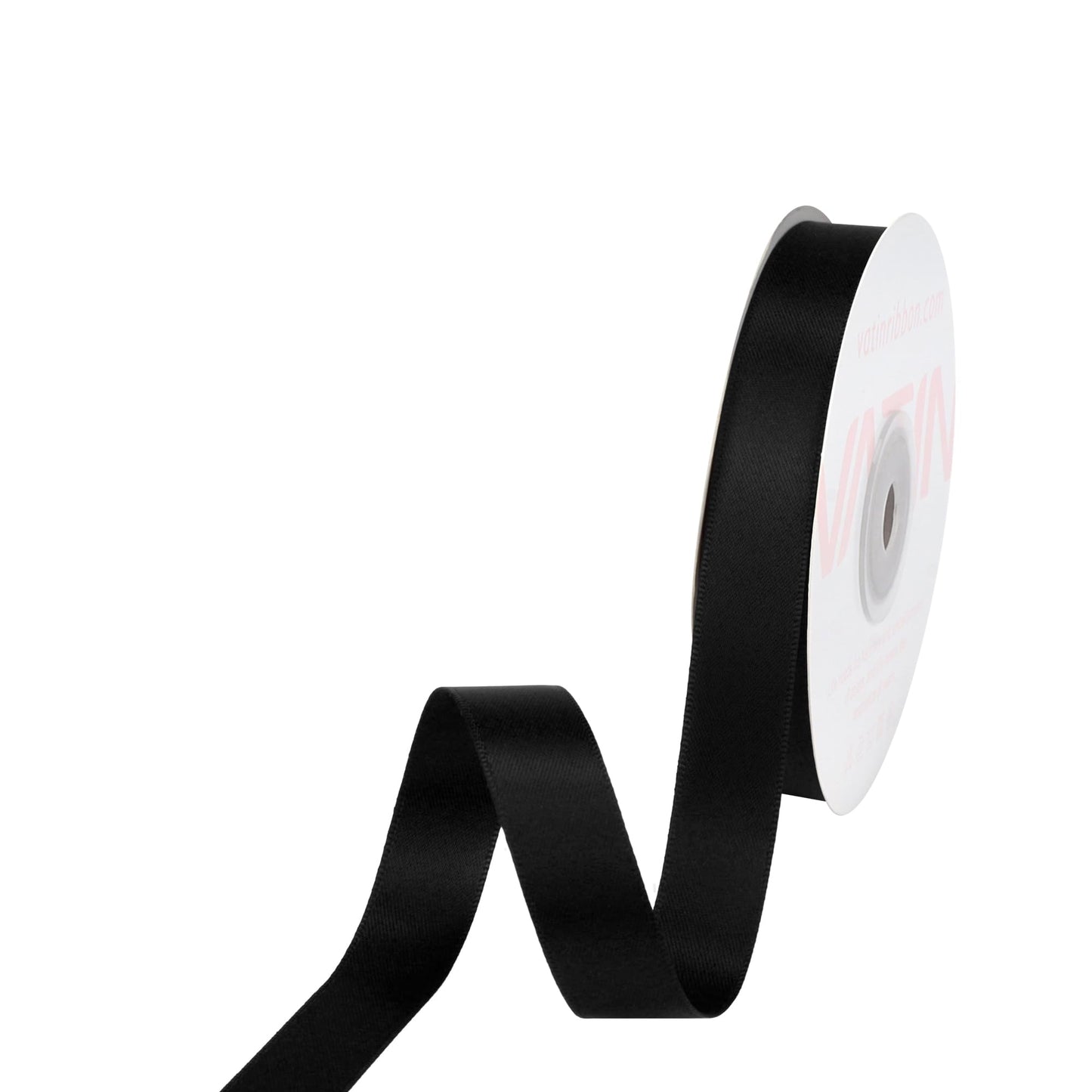 VATIN Double Face Black Satin Ribbon 5/8" Continuous 25 Yards,Black Polyester Fabric Ribbon use for Bows Bouquet, Gift Wrapping, Floral Arrangement Wedding Decoration