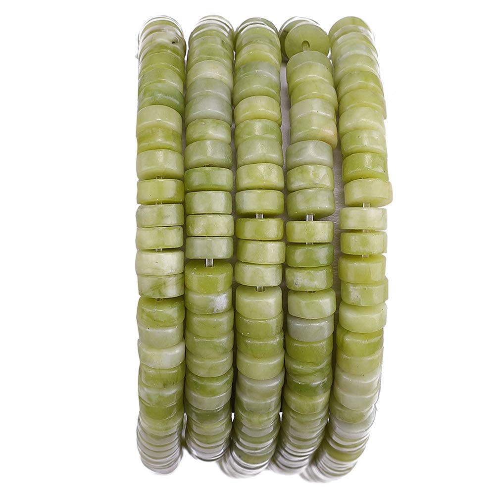 BEADIA Natural Taiwan Jade Spacer Beads Caps Loose Semi Gemstone for Beading Jewelry Making 6mmx3mm 38cm