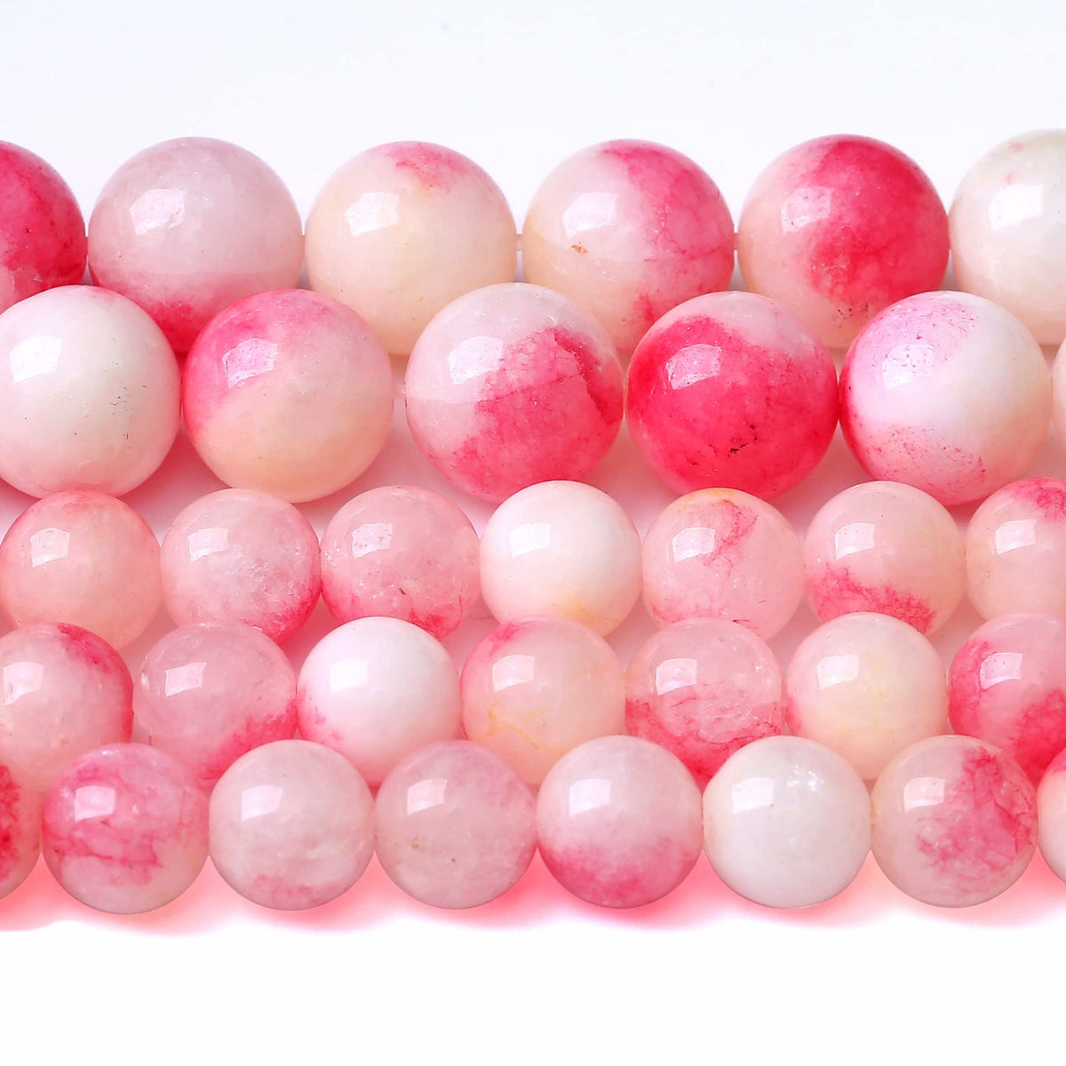 90PCS 8MM Pink Tourmaline Jade 2 Strands Stone Beads for Jewelry Making DIY Bracelet Necklace