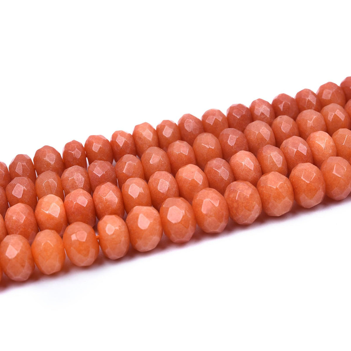 HAAMIIQII 6x9mm Orange Jade Faceted Rondelle Stone Spacer Beads, Abacus Disk Loose Gemstone Beads for Jewelry Making, DIY Bracelet, Necklace, Healing Crystal 15 Inch (57pcs)