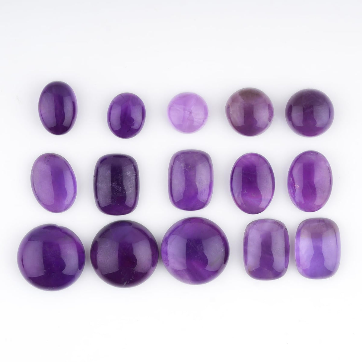 GemSymphony 100 Carat Natural Amethyst Gemstone Cabochon Lot Mixed Shapes – 10 pcs Hand Polished Crystal Stones for Jewelry Making Supply, Healing, Reiki, Craft Supplies, Unique Cab Set for Wire Wrapping & Collectors (10-20 mm)