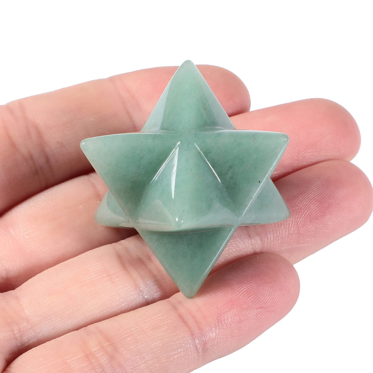 Loveliome Natural Green Aventurine Merkaba Crystal Protection Sacred Meditation Energy Generator Healing Chakra Six-Pointed Star 1 Inch