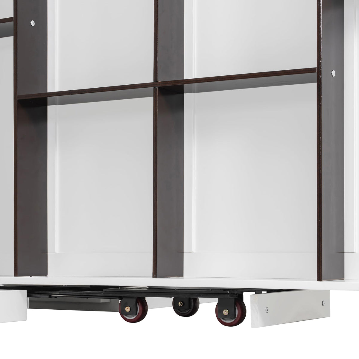 Merax Rotating Queen Murphy Bed with Hidden Storage Racks, Space-Saving Multifunctional Wall Bed for Home Office & Small Rooms