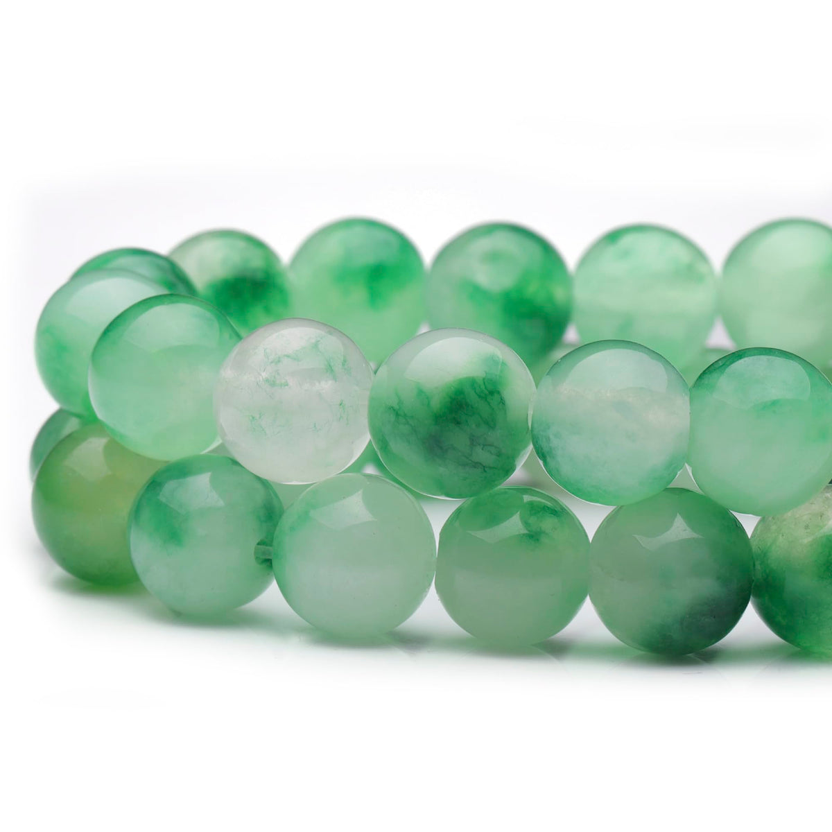 Youngbling Natural Gemstone Beads for Jewelry Making,8mm Green Flower Jade Polished Round Smooth Stone,Genuine Real Stone Red Beads for Bracelet Necklace 15 Inch