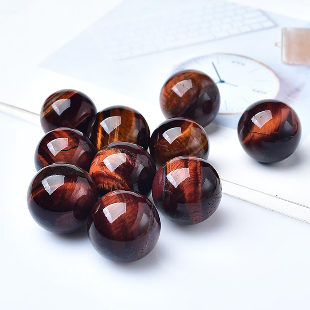 4-5CM/1.58-1.97inch Natural Crystal Red Tiger Eye Ball Quartz Massage Polished Spheres Reiki Healing Exquisite Room Decor Rock Ball Souvenirs Gift(Red Tige Eye, 40-50mm)