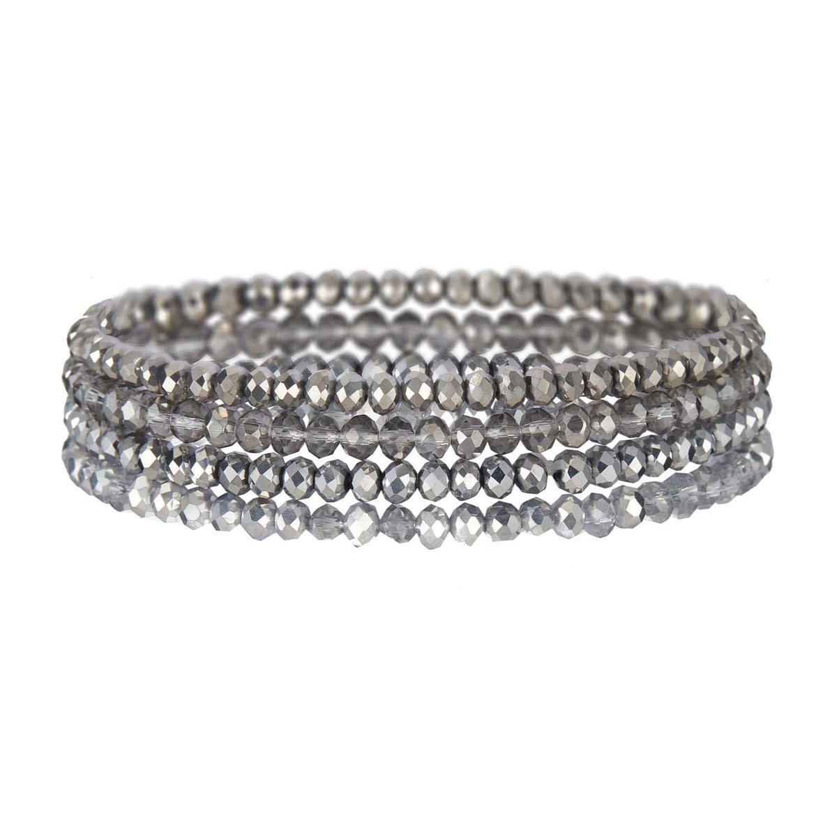 Noessla Beaded Boho Stretch Bracelet Colorful Stackable Crystal Beads Bracelets Trendy Costume Jewelry Mothers Day Gifts for Women(Silver)
