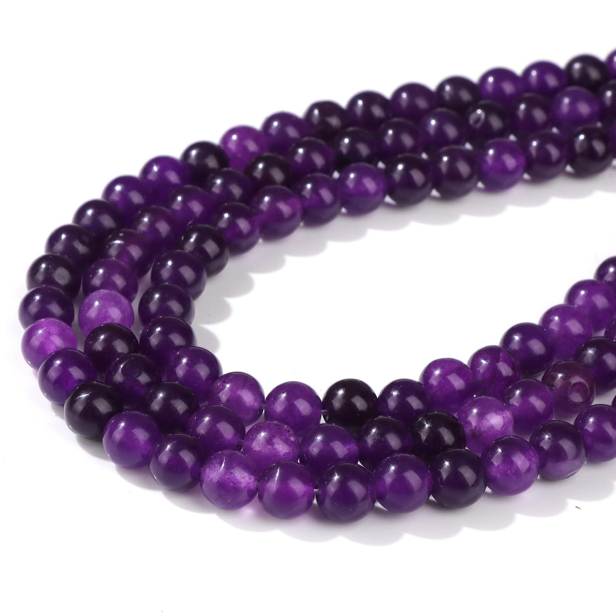 Risyfjew 50PCS 8mm Natural Amethyst Beads Gemstone Round Loose Beads for Jewelry Making Chakra Crystal Stone Beads for Bracelets Necklace Earrings Making Supplies (50pcs/Strand)