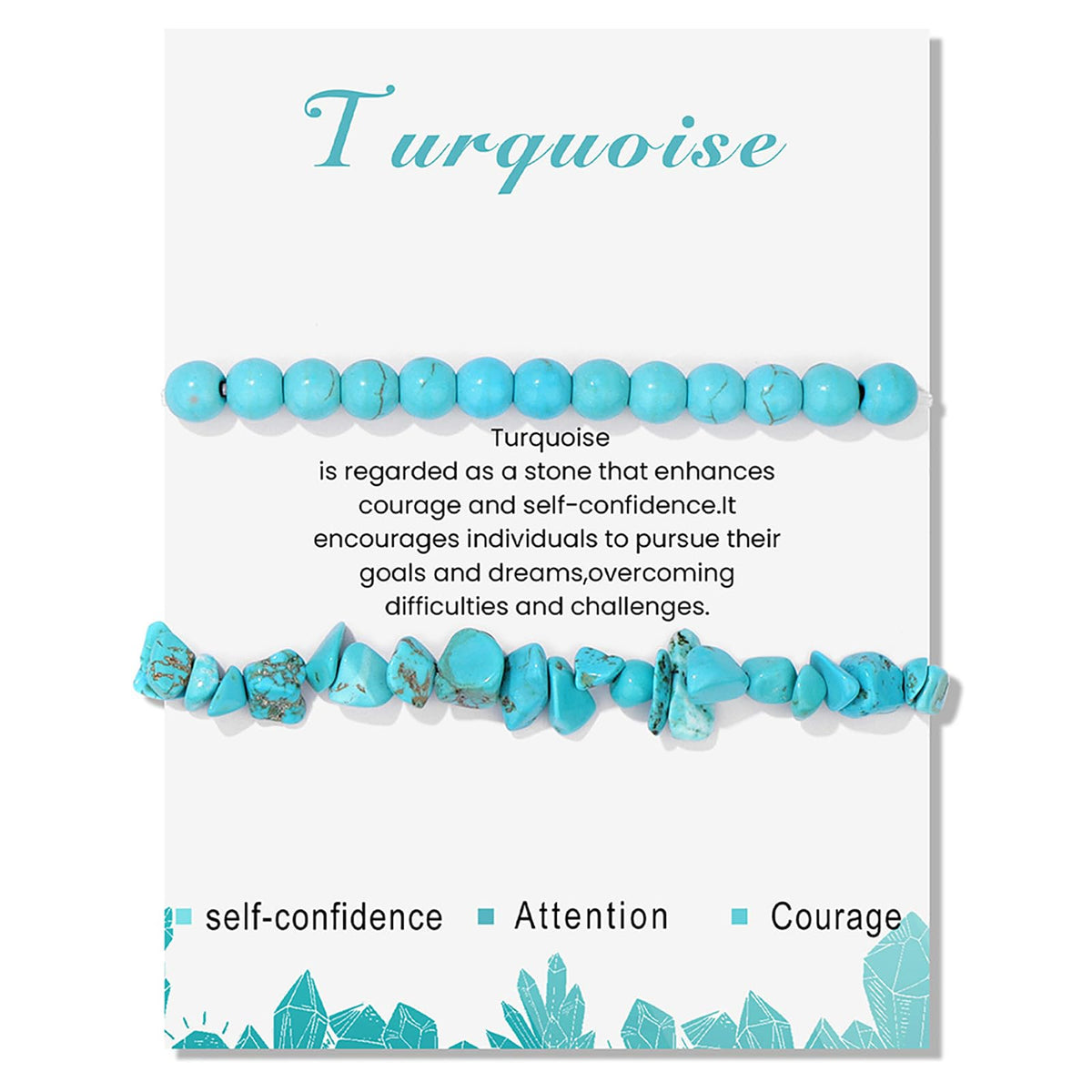 Turquoise Bracelets for Women 2Pcs 6mm Natural Stone Bracelet Turquoise Bead Bracelet Healing Crystal Bracelet Turquoise Jewelry for Women