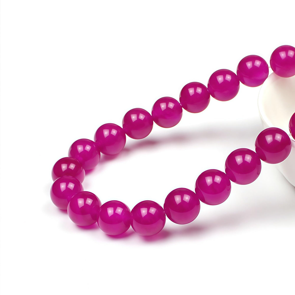 MJDCB Natural Rose Red Jade Round Loose Beads for Jewelry Making DIY Bracelet Necklac (12mm)
