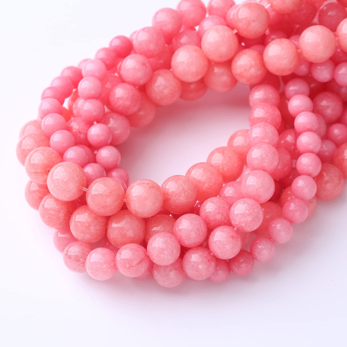 90PCS 4MM Pink Jade Stone Beads Natural Gemstone Bead Crystal Healing Energy Jewelry Making DIY 15 inches