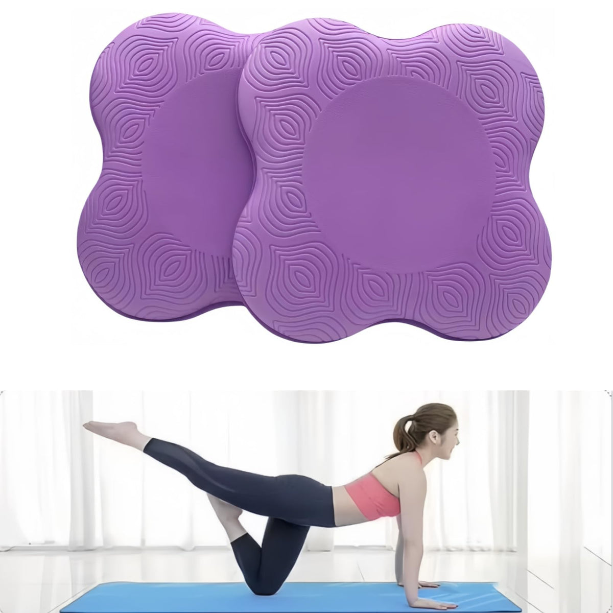 Kenhihi Yoga Knee Guards (Set of 2) - Male and Female Yoga Props and Accessories for Fitness, Travel, Meditation, Kneeling, Balance, Floor, Pilates Pads for Knee and Elbow (Purple)