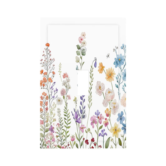 JOOJIAO Decorative Light Switch Covers Boho Floral Colorful Wildflower Single Toggle Light Switch Cover Plate 1 Gang Outlet Covers Wall Plate Electrical Device Switchplate Dimmer Faceplate for Bedroom