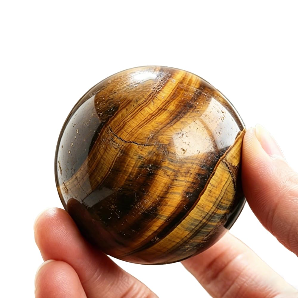 40-50mm Natural Tiger's Eye Crystal Ball, Hand Polished Tiger Eye Stone Sphere, Healing Crystal Decorative Sphere, Reiki Energy Stone Crafts, Feng Shui Home Desktop Ornament Gift