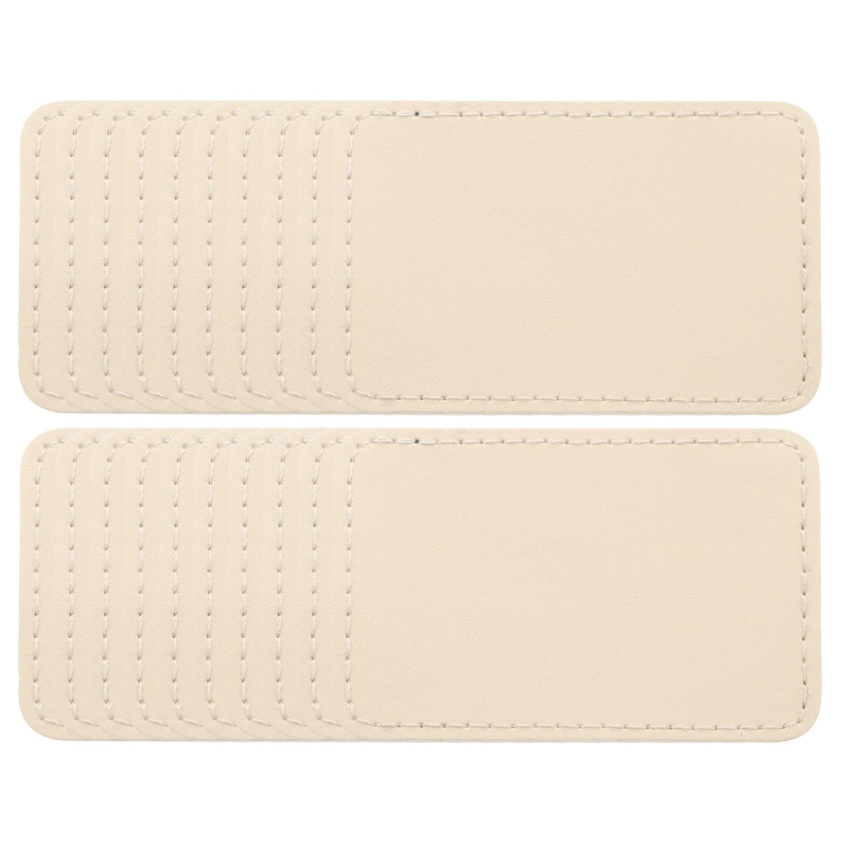 MECCANIXITY Blank Leatherette Patches, 3x2 Inch Rectangle Faux Leather Hat Patches with Adhesive Iron-on Heat Press Laserable Rustic for Hats DIY Fabric Repair Sew(Beige, Pack of 25)