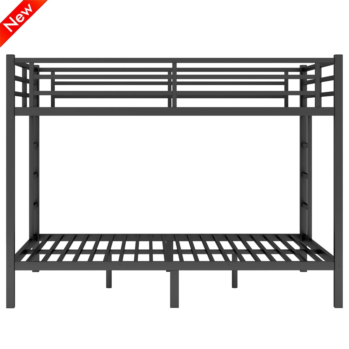SICONE Stronger & Upgraded Heavy Duty Metal Bunk Bed Frame Queen Over Queen Size, Safer Thickened More Stable Steel Bunkbed (Black,Queen Over Queen)