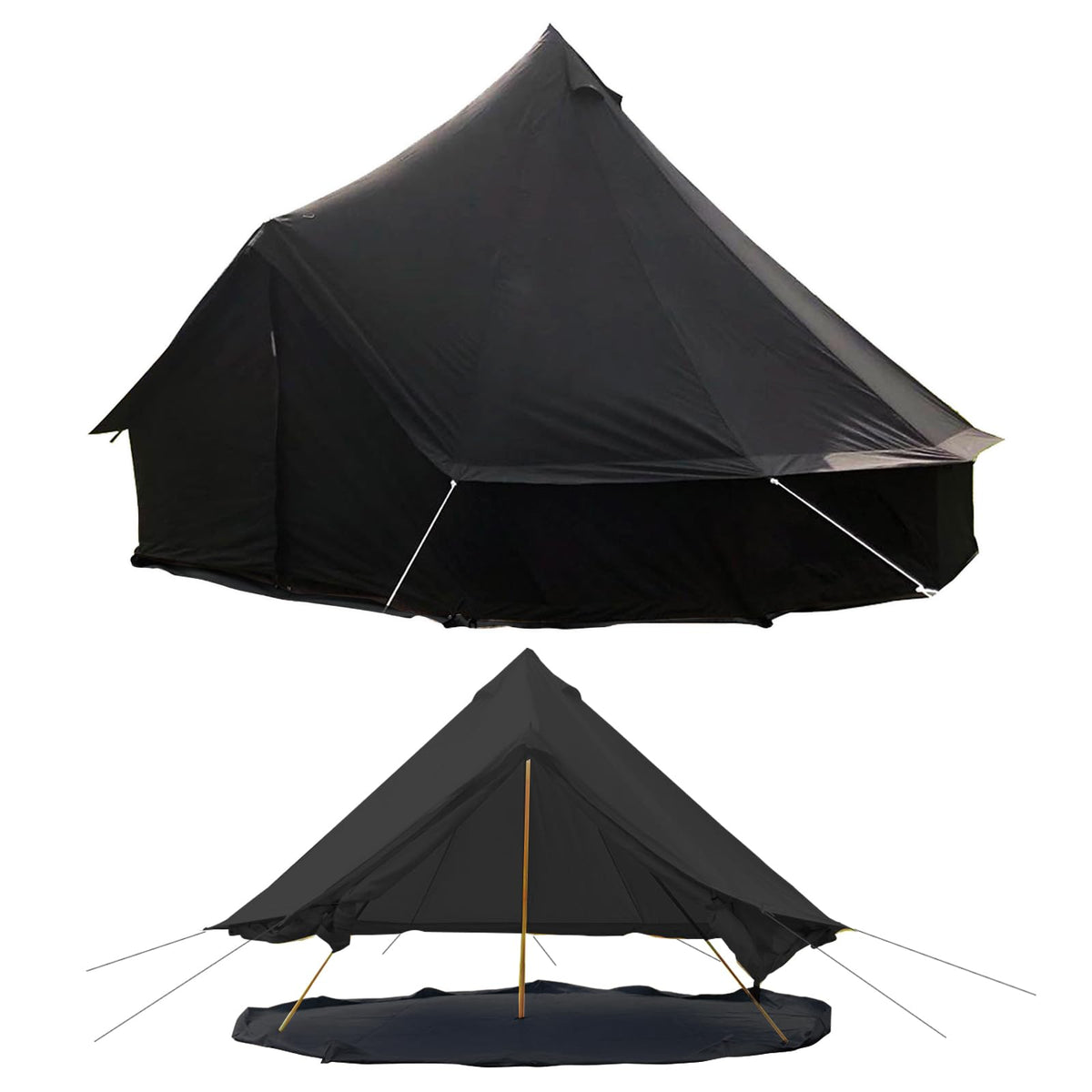 Kanggogo Canvas Tent,Bell Tent Yurt with Stove Jacks,Luxury Glamping Tent,Zipped Removable Floor for Glamping Truck Car Camping,Breathable/Windproof/Family Camping All Year Living 4/5person(Black-13')