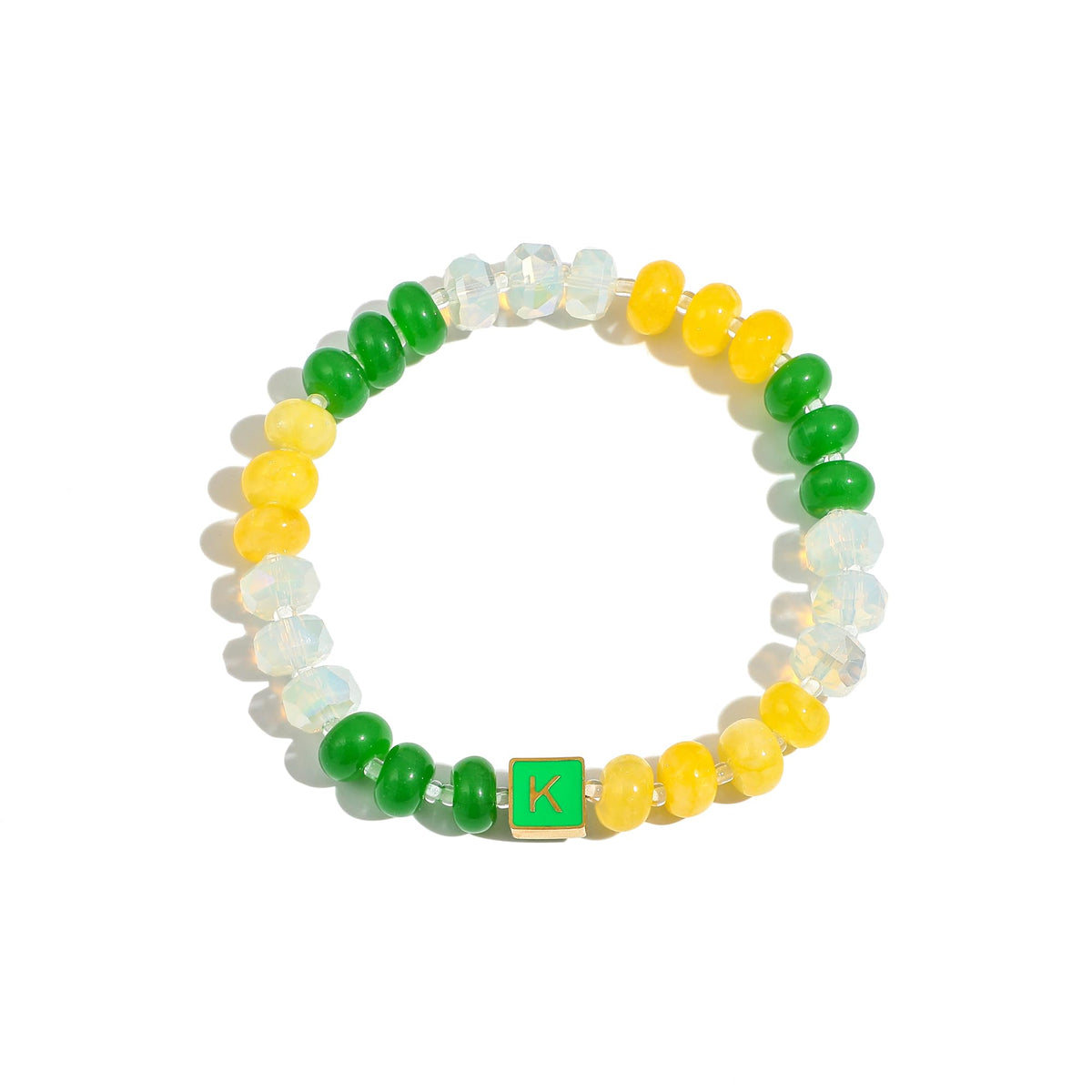 SLYAIH Colorful Beaded Initial Bracelets for Women Boho Crystal Beaded Elastic Stretch Bracelet A-Z Letter Bracelet Handmade Jewelry Gifts for Women