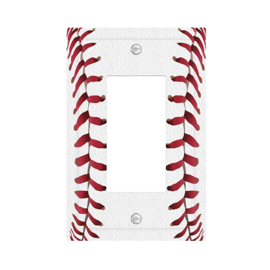 Spshian Outlet Covers Baseball Sports Cool Red White 1 Gang Light Switch Cover Plate Single Rocker Switch plate Covers Decorative Wall Plates Electrical GFCI Receptacle for Bathroom Bedroom Decor