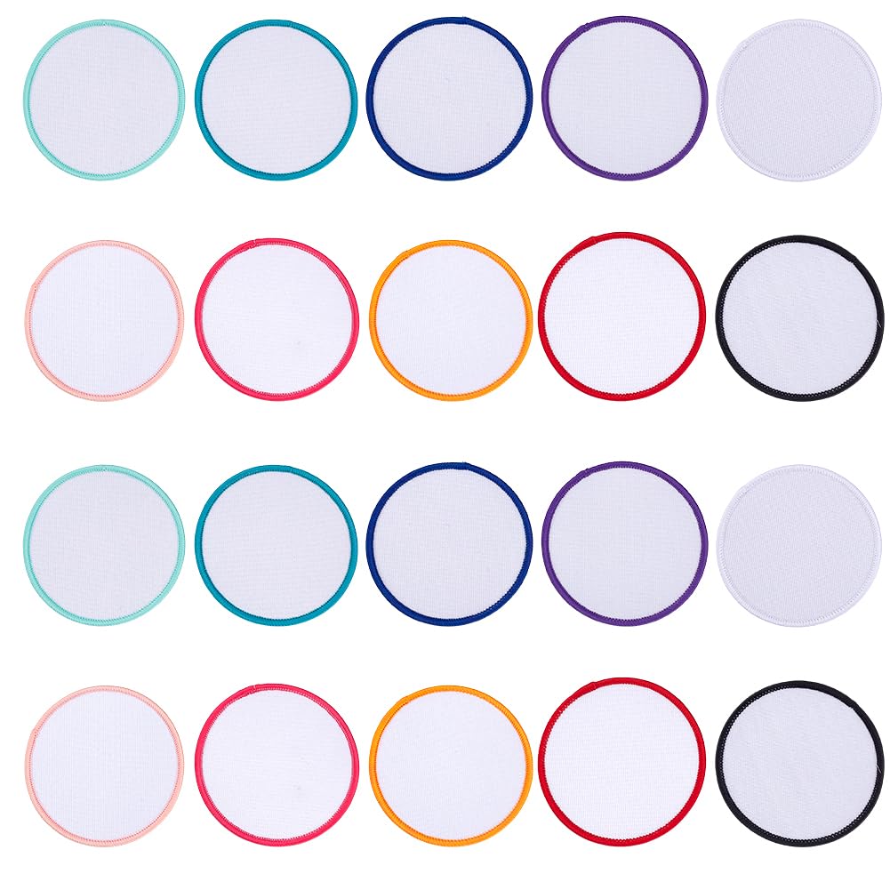 GOMAKERER 80 Pcs 10 Colors Sublimation Patches Bulk, 2.76 Inch Iron On Blank Patches Repair Appliques for DIY Crafts Hats Caps Shoes Backpack Bags Uniforms