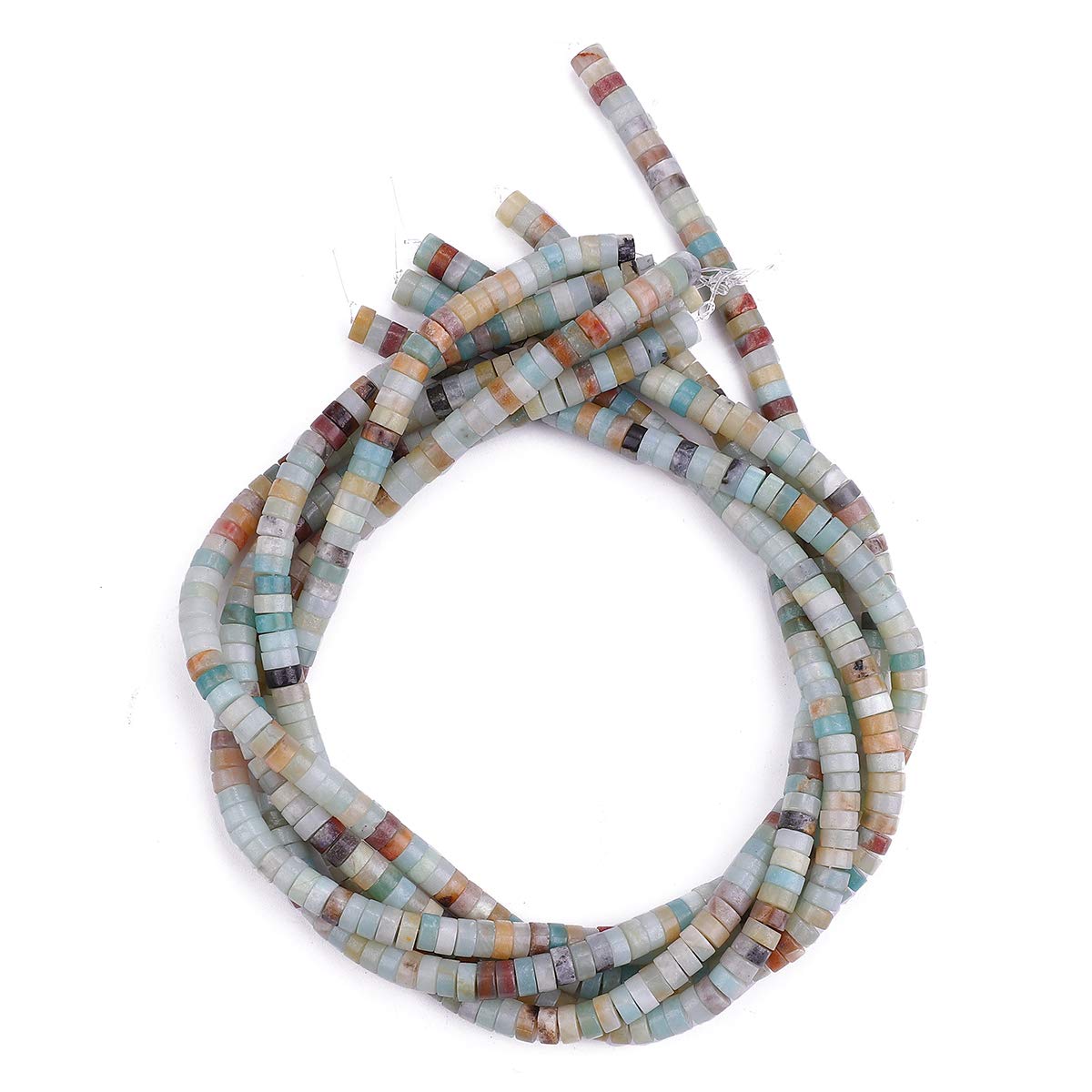 BEADIA Natural Amazonite Spacer Beads Caps Loose Semi Gemstone for Beading Jewelry Making 6mmx3mm 38cm