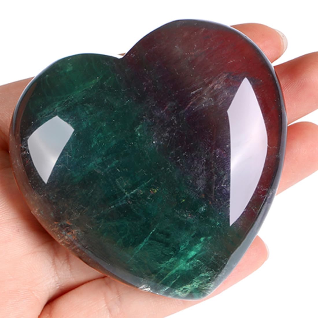 MAIBAOTA 60 mm Fluorite Crystal Healing Crystals Large Heart Love Stone Crystals and Healing Stones Heart Stone for Women Natural Reiki Gemstone Polished Heart Shaped Rocks Meditation