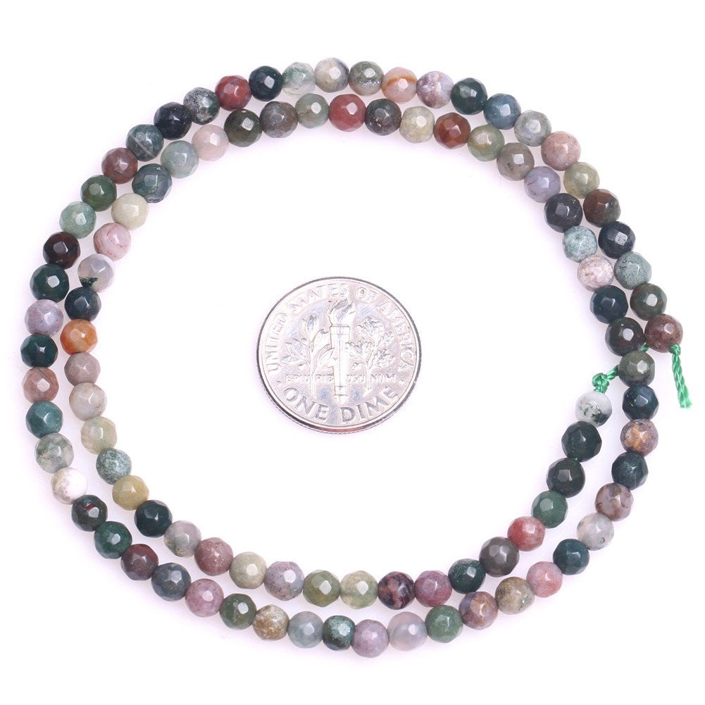 Indian Agate Beads for Jewelry Making Natural Gemstone Semi Precious 4mm Round Faceted 15" JOE FOREMAN
