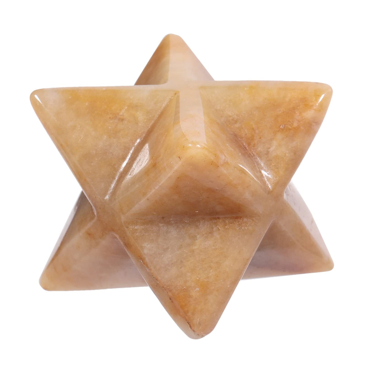 Loveliome Natural Yellow Jade Merkaba Crystal Protection Sacred Meditation Energy Generator Healing Chakra Six-Pointed Star 1 Inch