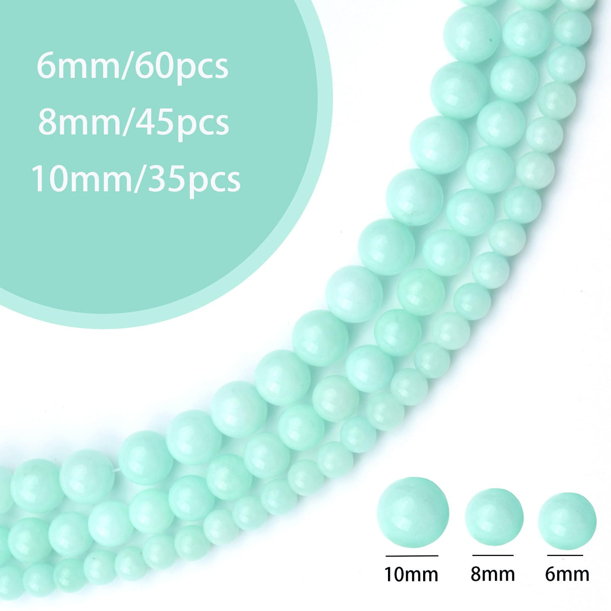 Siomia 45pcs 8mm Natural Amazonite Gemstone Beads Energy Healing Crystal Round Loose Stone Beads for Jewelry Making, DIY Bracelets Necklaces