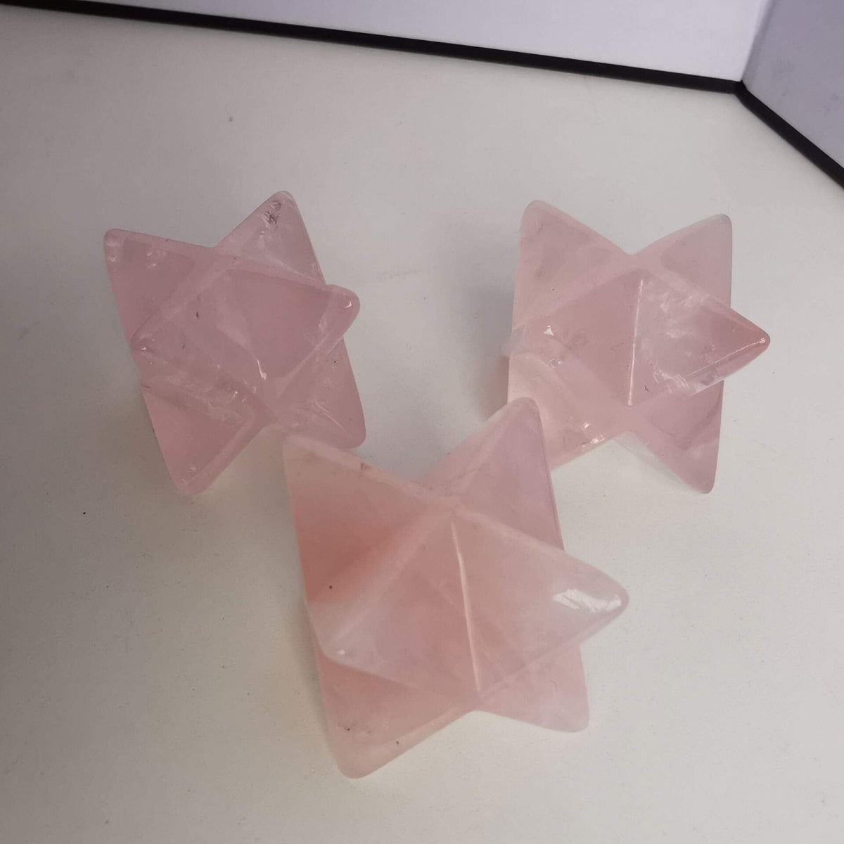 Loveliome Natural Rose Quartz Merkaba Crystal Protection Sacred Meditation Energy Generator Healing Chakra Six-Pointed Star 1 Inch