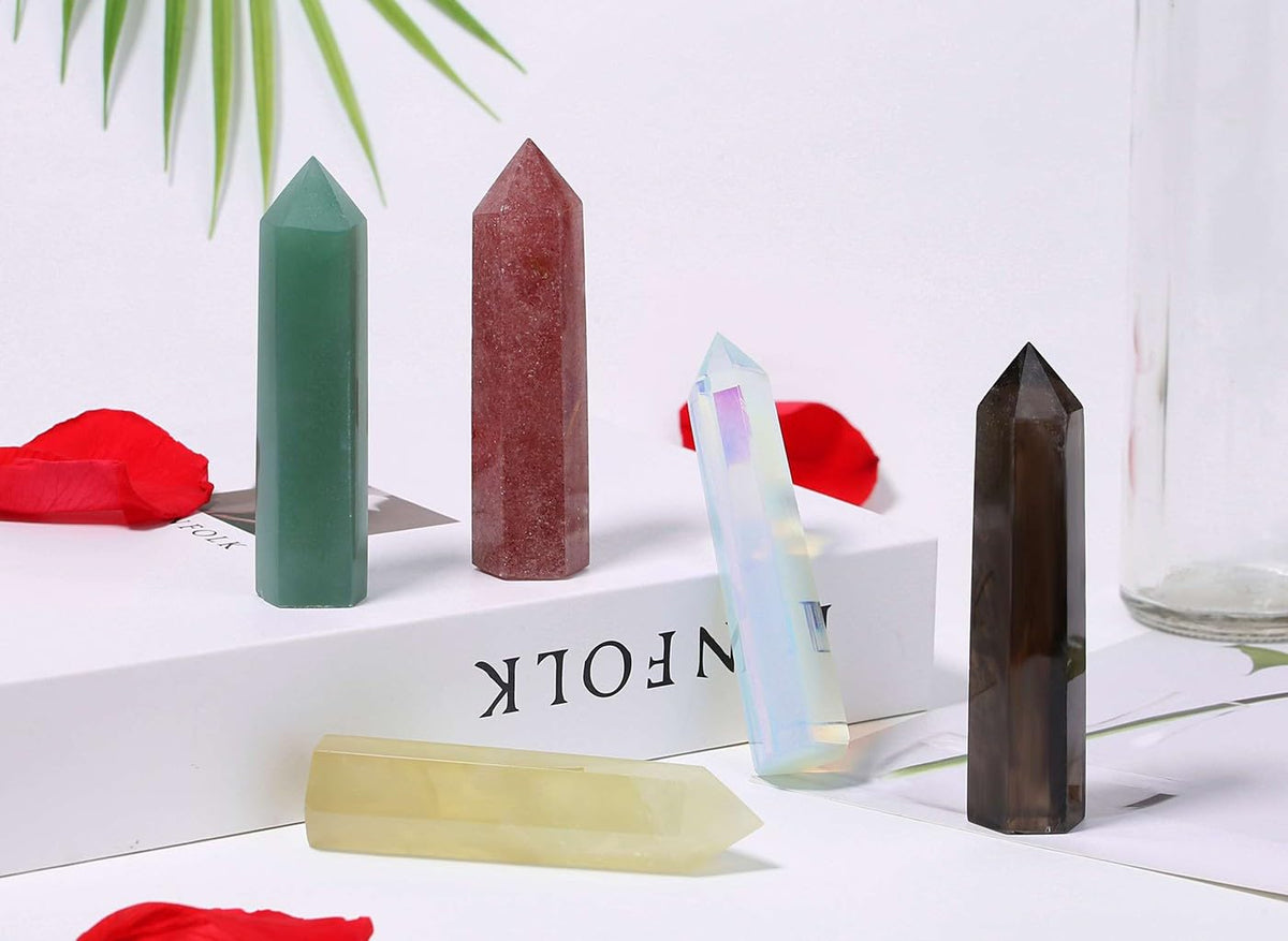 LAIDANLA Green Aventurine Healing Crystals Wands 3.5-4" Polishing Natural Reiki Energy Wand Stone Hexagonal Point Large Crystal Gemstones for Meditation Therapy Crystal Grid Decoration 1Pcs