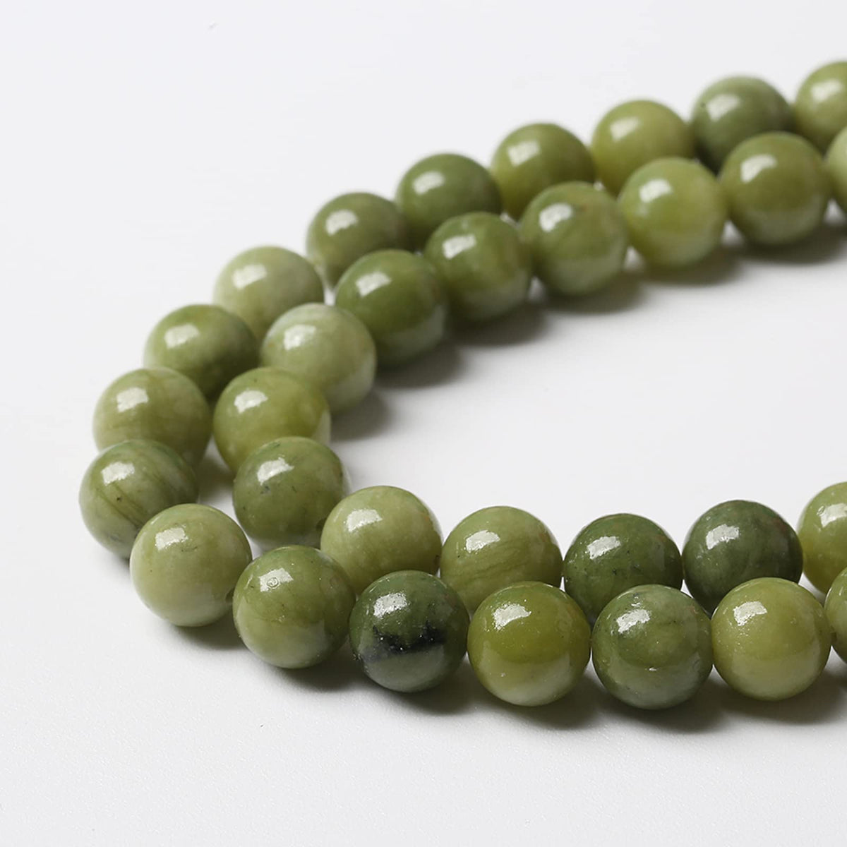 Natural Chinese Green Jade Beads Gemstone Round Loose Beads for Jewelry Making DIY Bracelet Necklace 10mm 36pcs 15" Inch