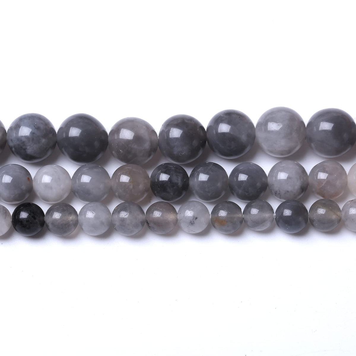 35PCS 10MM Natural Grey Crystal Beads Round Loose Stone Beads for Jewelry Making DIY Energy Stone Healing Power Bracelet 15"