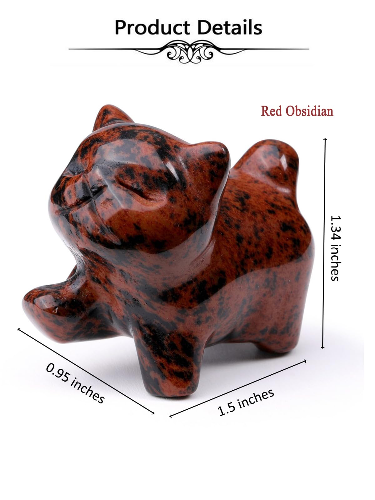 Top Plaza 1 PC Red Obsidian Crystal Cute Cat Figurine Gifts Carved Healing Lucky Home Decor Natural Gemstone Cats Collectibles Pocket Sculpture for Cat Lovers