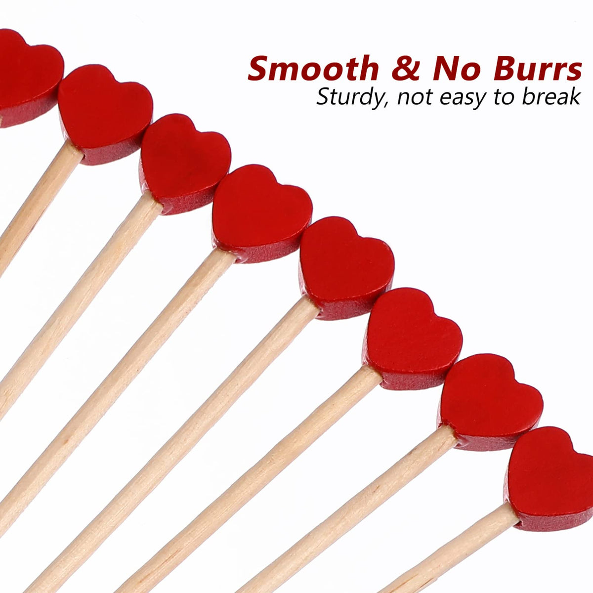 Operitacx 100 Pcs Wooden Coffee Stirrers Red Heart Stir Sticks Disposable Cocktail Stirrers Drink Stir Sticks for Wine Milk Coffee Cocktail 6.1 Inch Straws